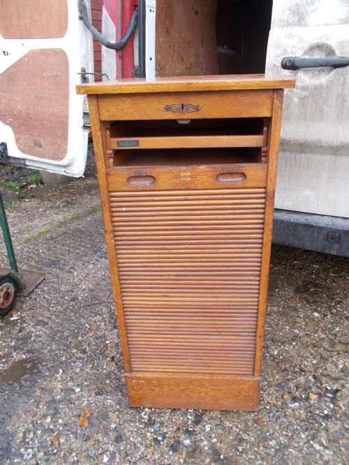 Oak Tambour Front Office Cabinet