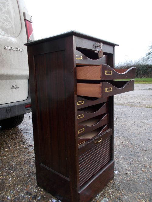 Mahogany Tambour Front Office Cabinet