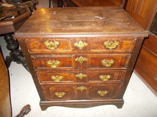 Small Early 18th Century Oak and Walnut Chest.