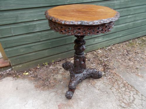 Carved Pedestal Occasional Table