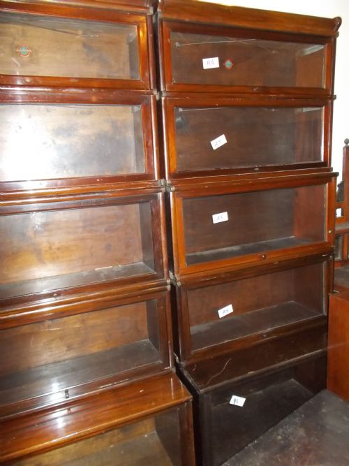 Set of 3 Mahogany "Waterfall" Globe Wernicke Bookcases
