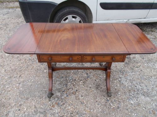Small Regency Line Inlaid Sofa Table