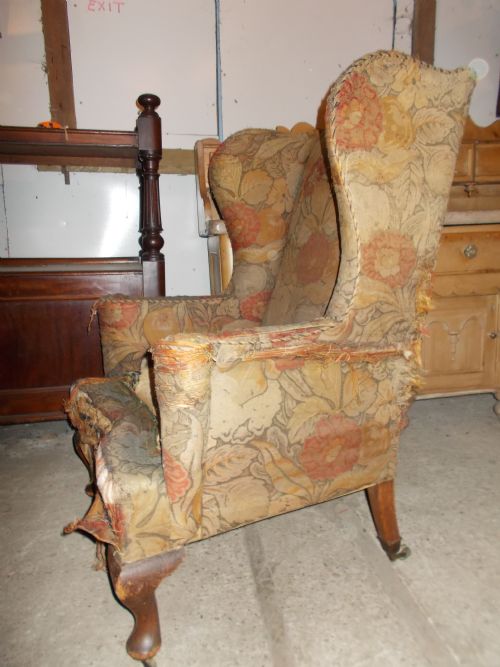 Edwardian Wing Back Upholstered Armchair