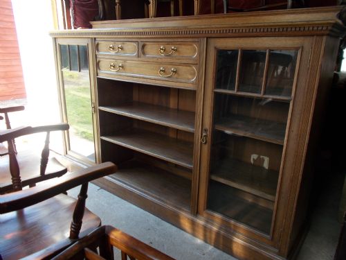 Edwardian Oak Bookcase Cabinet by Maple&co.