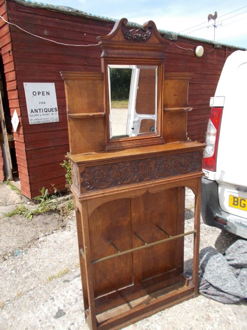 Late Victorian Hall  Stick Stand with Glove Box