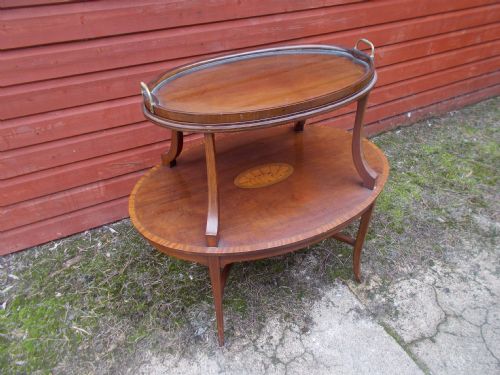 Edwardian Inlaid Mahogany 2 Tier Etagere/occasional Table.