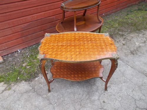 1920s Parquetry Top 2 Tier Occasional Table