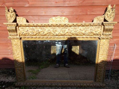 19th Century Carved Overmantel Mirror
