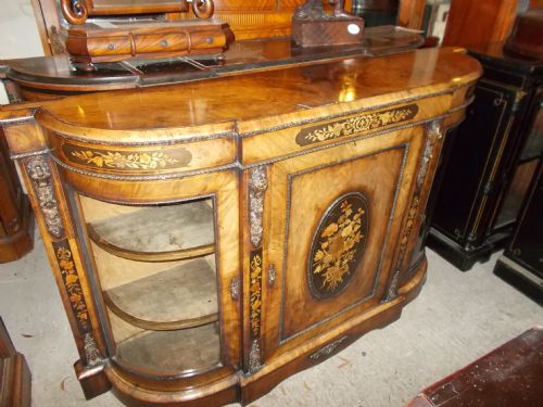19th Century Inlaid Walnut 3 Door Side Cabinet/credenza.