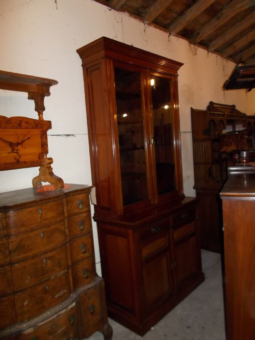 Early 20th Century Solid Walnut Bookcase Cabinet