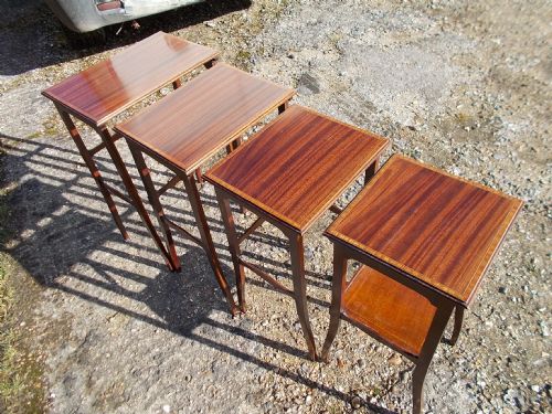 Nest of 4 Edwardian Inlaid Mahogany Tables