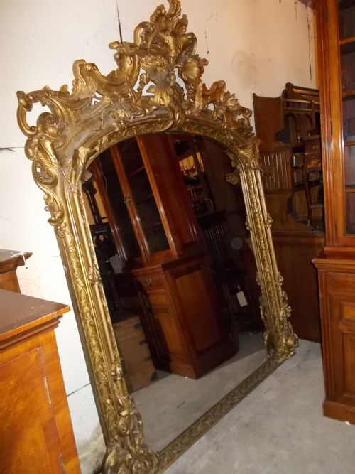 Very Large 19th Century Wood and Gilt Gesso Wall Mirror.