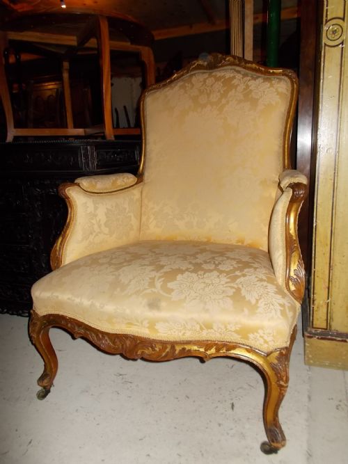 Carved and Gilt Frame Upholstered Armchair