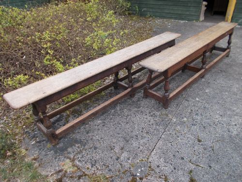Pair of Early 19th Century Oak Refectory Table Benches.