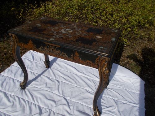 19th Century Decorated Papier Mache Side Table