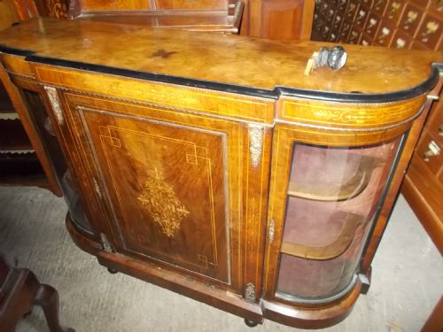 Victorian Inlaid Walnut 3 Door Credenza