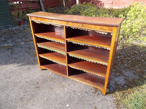 Edwardian Inlaid and Banded Open Front Bookcase