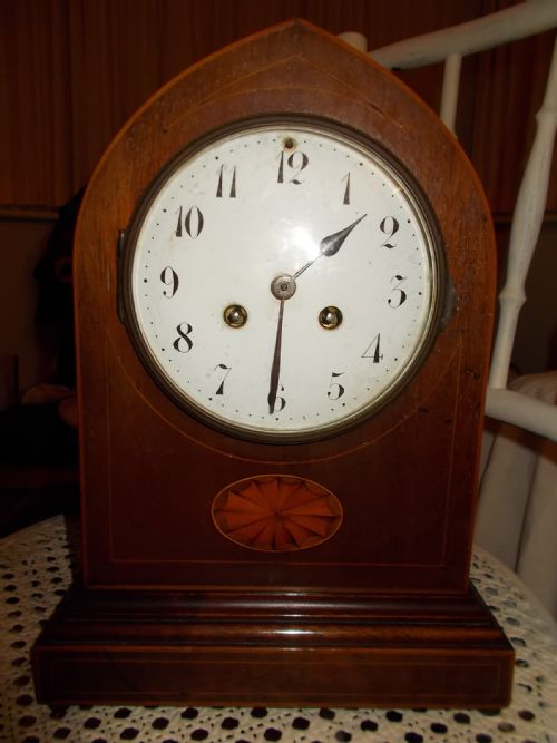 Edwardian Inlaid Mahogany Mantel Clock