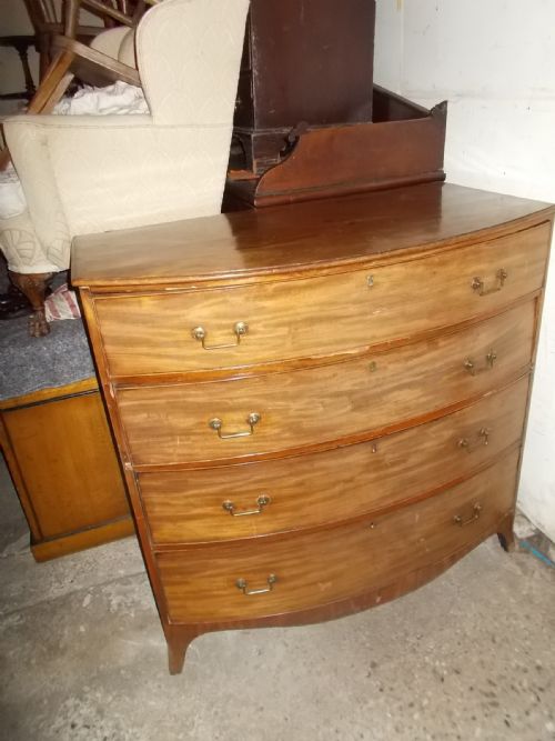 Large Early 19th Century Mahogany Bow Front Chest