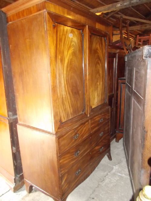 Early 19th Century Mahogany Linen Press