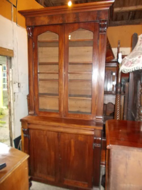 Early Victorian Mahogany Bookcase Cabinet