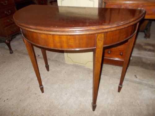 Mahogany Demi-lune Games Table