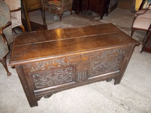 Late 17th Century Carved Oak Coffer/chest.dated