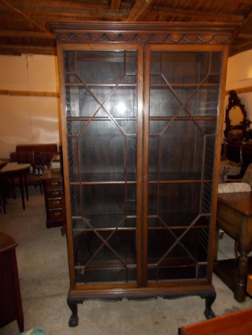 Good Edwardian Useful Tall Mahogany Display Cabinet