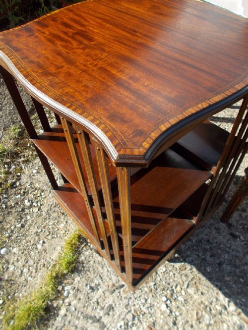 Edwardian Inlaid Mahogany Revolving Bookcase.