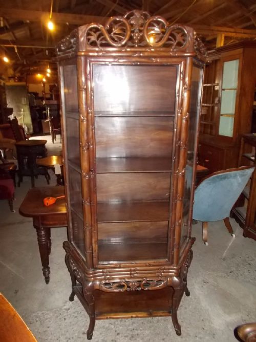 Early 20th Century Carved Chinese Hardwood Display Cabinet