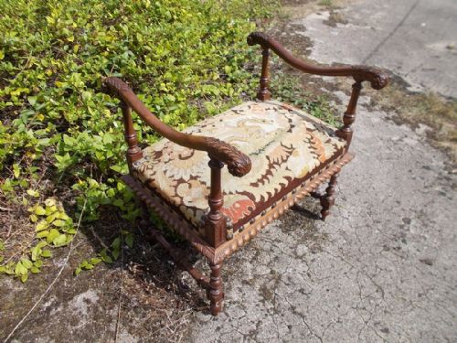 Late 19th Century Carved Walnut Seat/stool