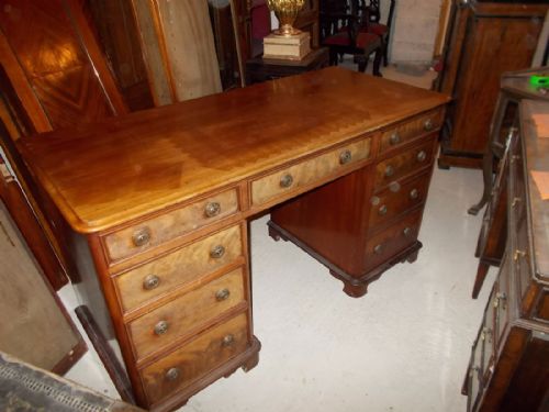 19th Century Kneehole Mahogany Pedestal Writing Desk