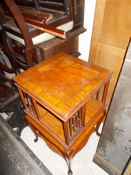 Edwardian Inlaid and Banded Satinwood Revolving Booktable