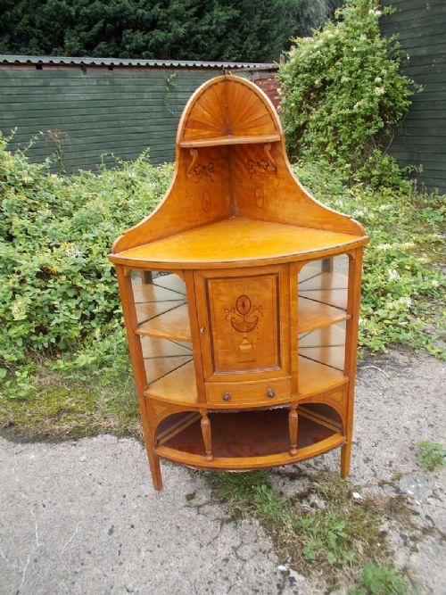 Edwardian Inlaid Satinwood Corner Cabinet