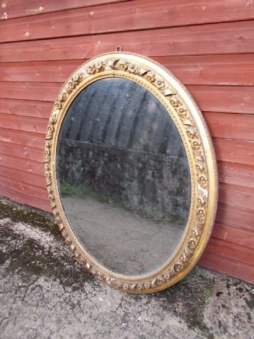 Large 19th Century Gilt Gesso Oval Wall Mirror