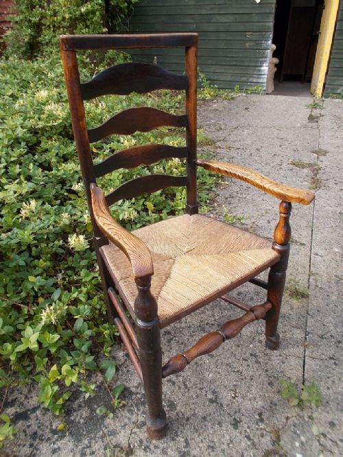 Good Mid-19th Century Rush Seat Armchair