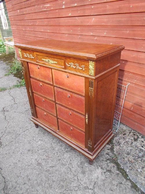 Gilt Metal Mounted Mahogany French Office Cabinet