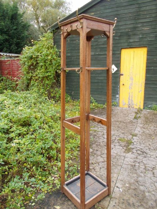Good Edwardian Oak Coat and Umbrella Stand