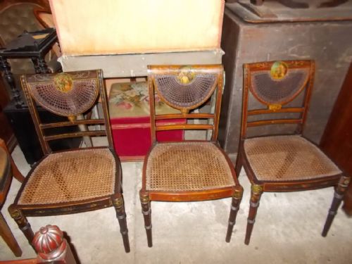 3 Early 20th Century Painted and Decorated Single Chairs