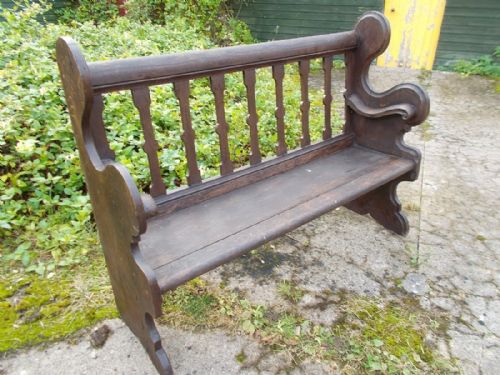 Late 19th Century Rustic Oak Hall Seat/bench