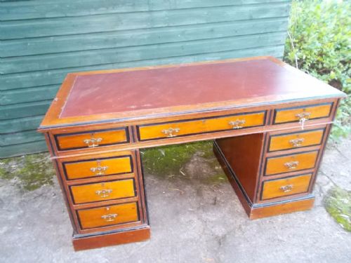 Late Victorian Walnut and Ebonised  Pedestal Desk