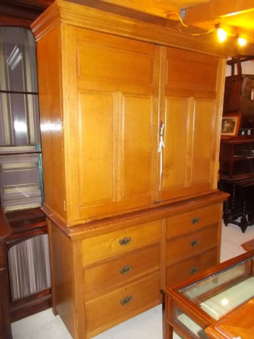 Large Useful Late 19th Century Oak Toy/kitchen Cupboard