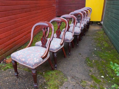 Set of 8 Victorian Mahogany Dining Chairs