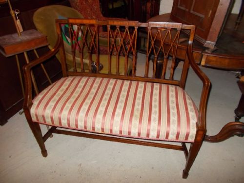 Edwardian Inlaid Mahogany Window/bed End Seat
