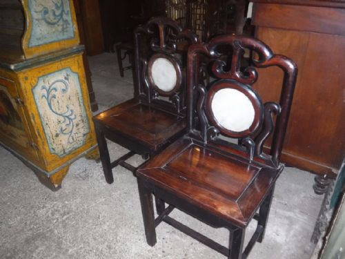 Pair of Late 19th Century Chinese Hardwood Chairs