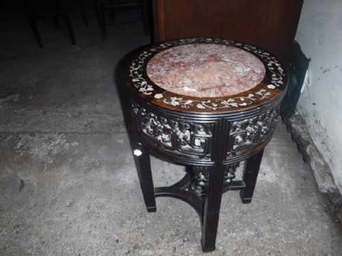 Late 19th Century Inlaid and Carved Chinese Occasional Table