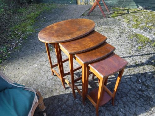 Nest of 4 Early 20th Century Walnut Occasional Tables