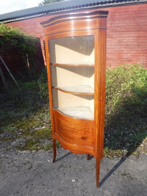 Edwardian Inlaid Mahogany Corner Display Cabinet