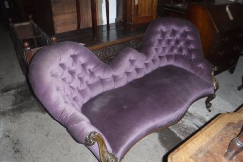 Mid 19th Century  Rosewood  Spoon Back Sofa/conversation Seat.