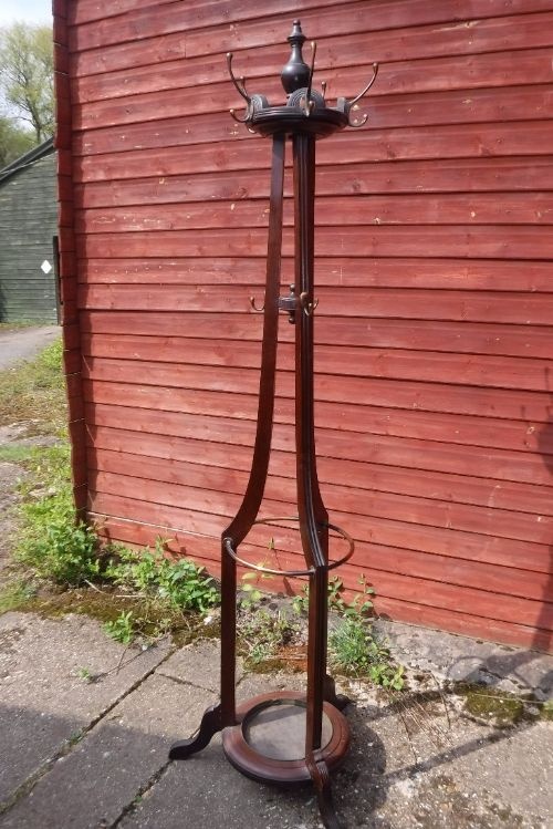 Good Edwardian Mahogany and Copper Hat /Coat/umbrella Stand.